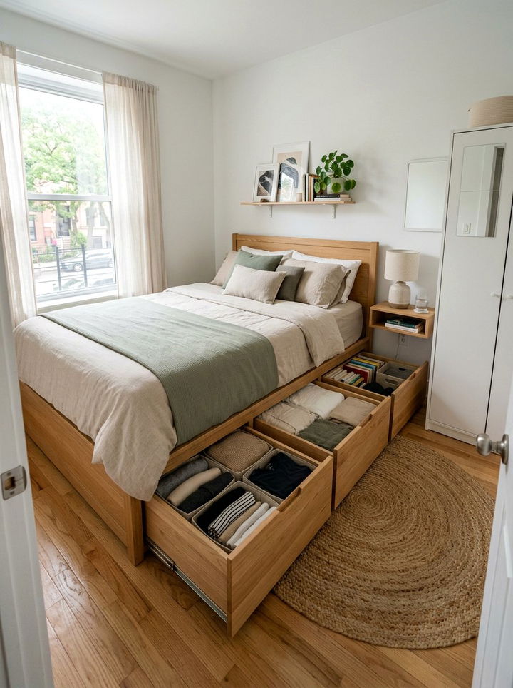 Storage bed for small space - 30 apartment bedroom ideas