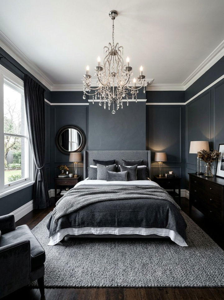 Storm gray dramatic bedroom - 30 all gray bedroom ideas