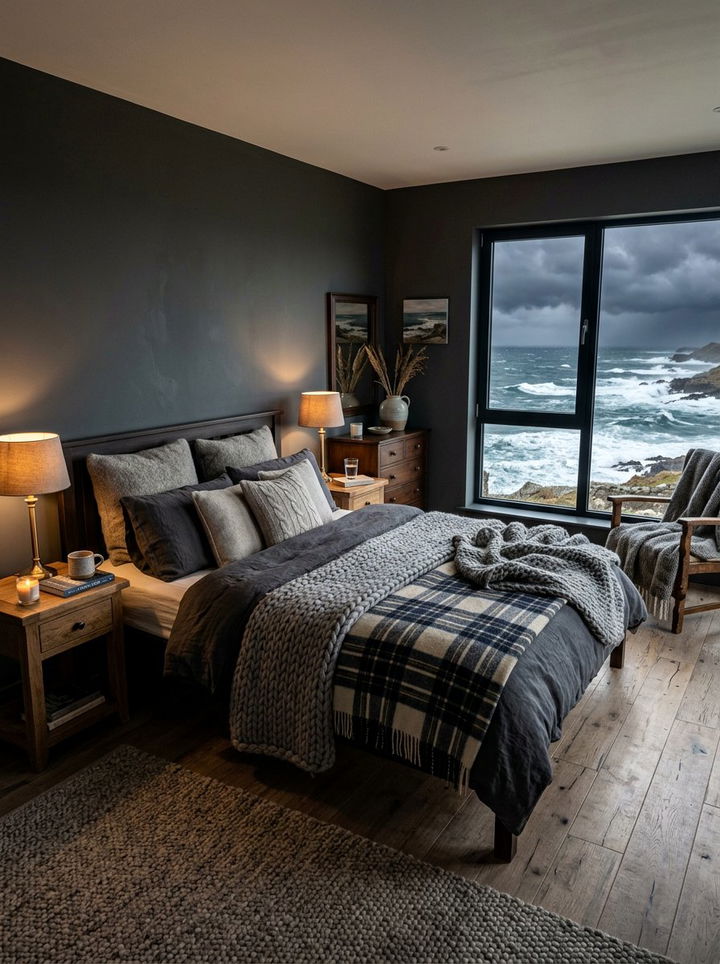 Stormy Sea Gray Bedroom - 30 ocean inspired bedroom color ideas