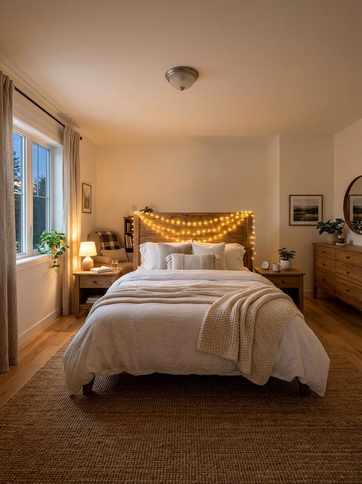String Lighting - 30 low cost bedroom ideas