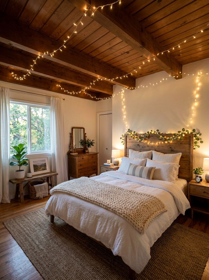 String lighting - 30 cheap bedroom ideas