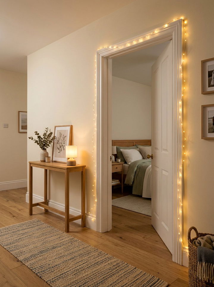 String lights around door frame - 30 bedroom string lights ideas