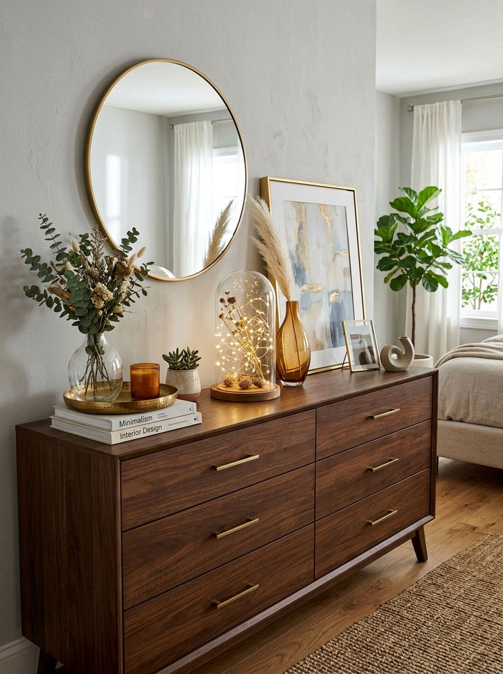 String lights inside glass cloche - 30 bedroom string lights ideas