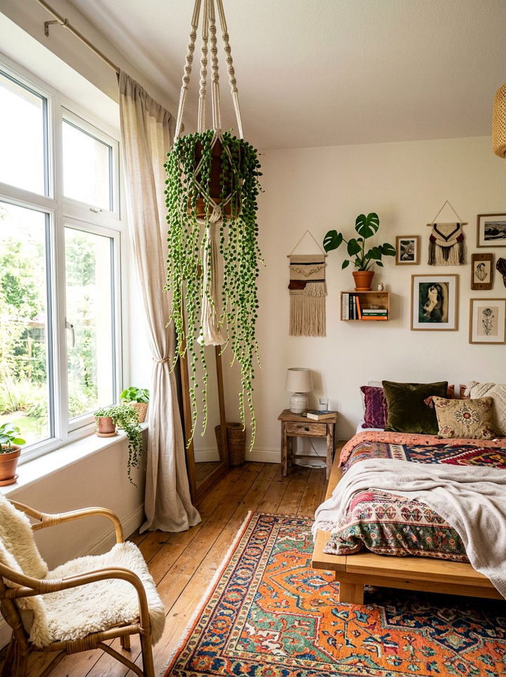 String of pearls hanging display - 30 bedroom succulents