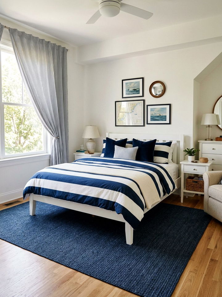 Striped Bedding Bedroom - 30 beach house bedroom ideas