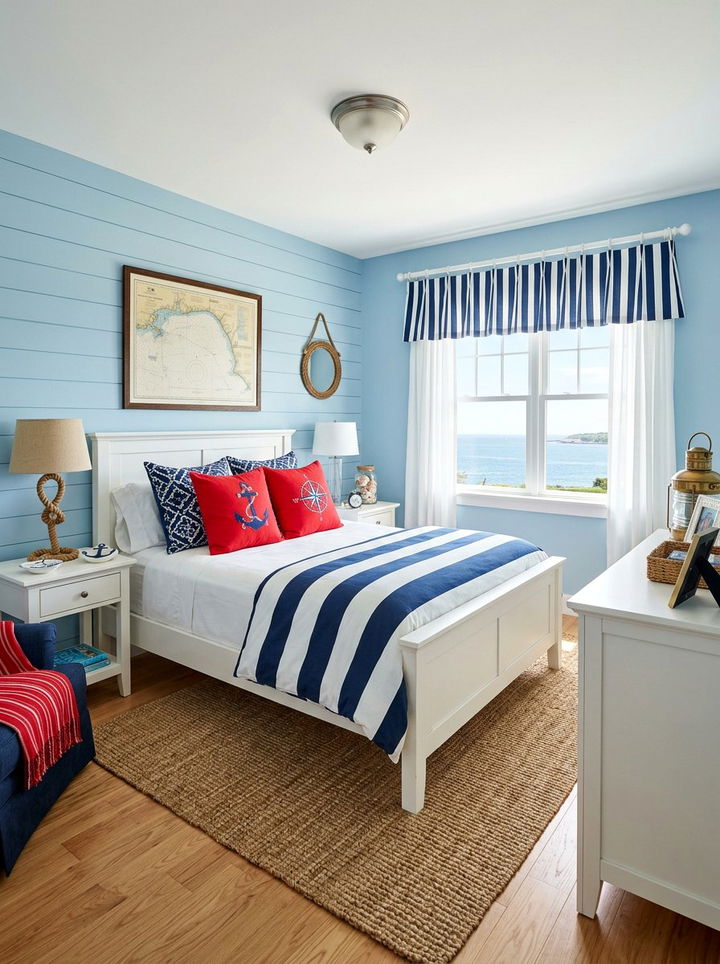 Striped Cafe Valance - 30 bedroom window valances