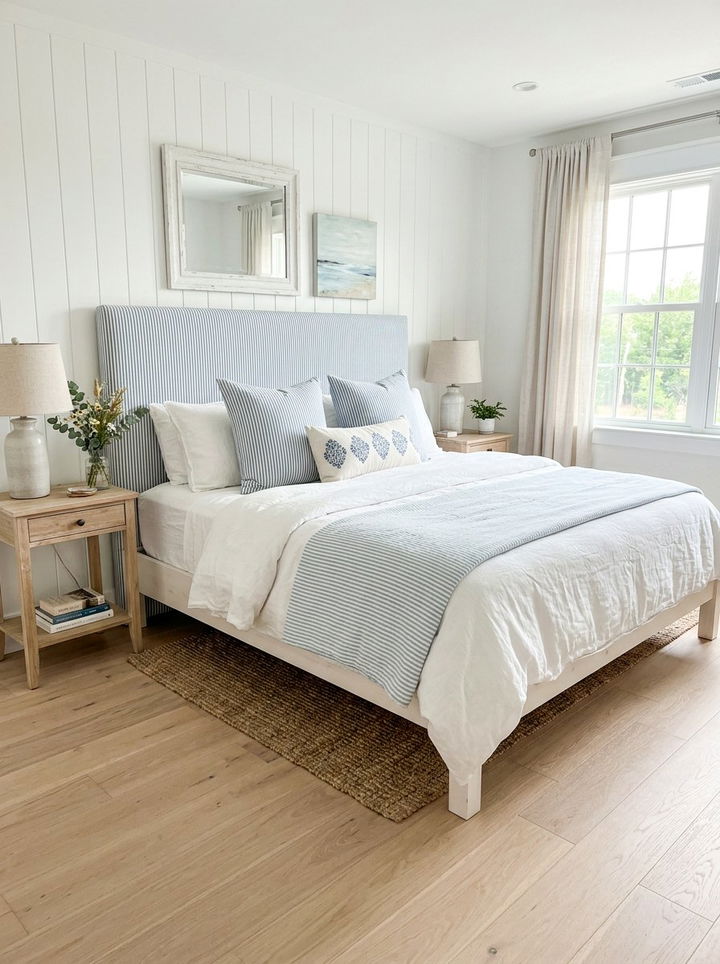Striped Linen Headboard - 30 bedroom linen headboards