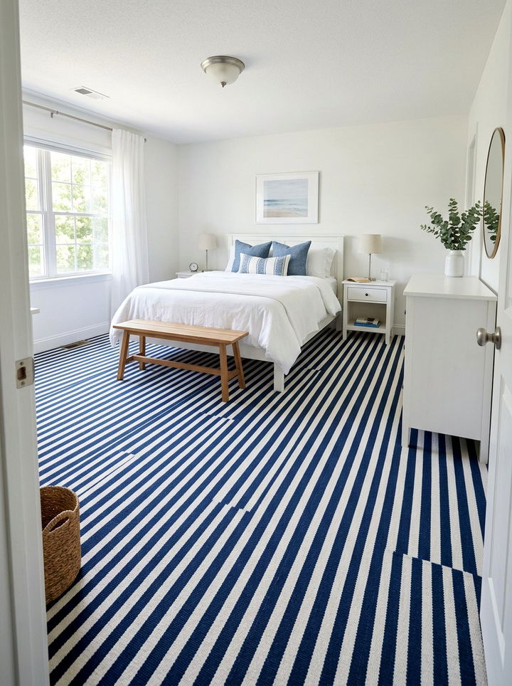 Striped bedroom carpet - 30 bedroom carpet ideas