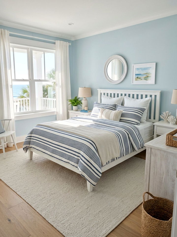 Striped linen duvet - 30 linen bedroom ideas