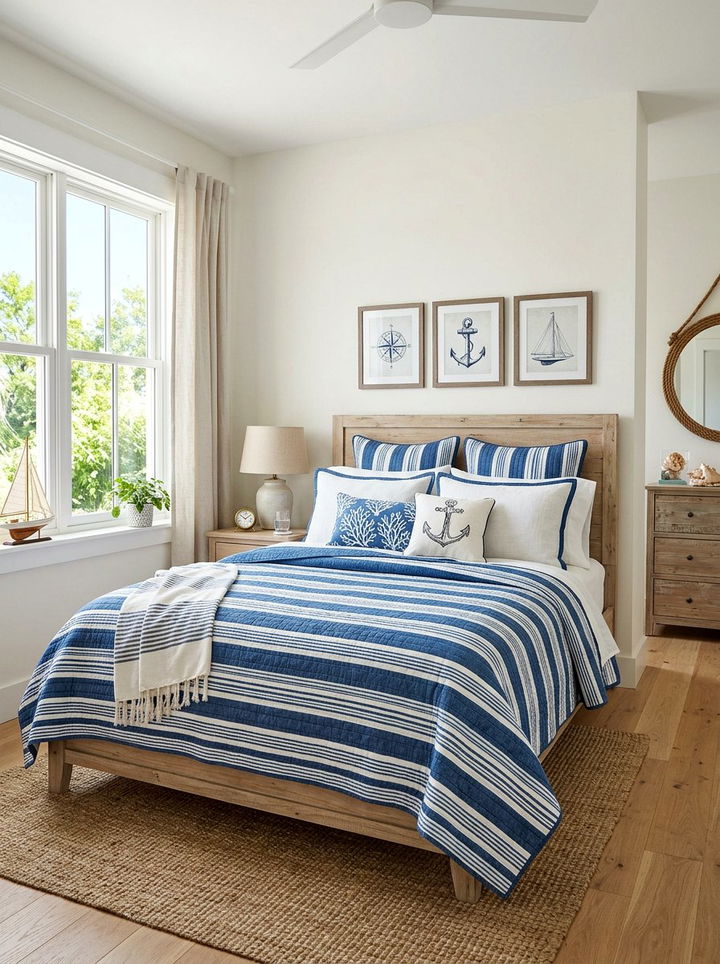 Striped quilted bedding - 30 quilted bedroom ideas