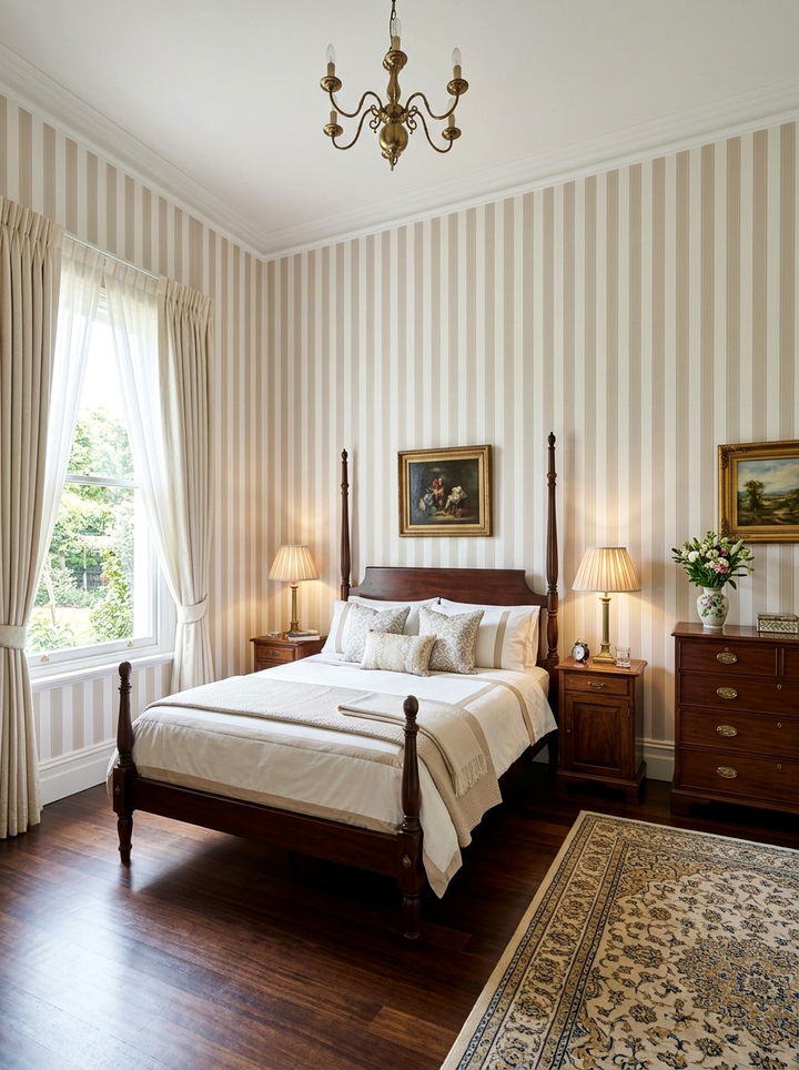 Striped wallpaper bedroom - 30 bedroom wallpaper ideas