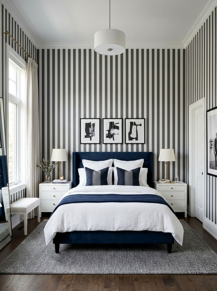 Striped wallpaper bedroom - 30 bedroom modern wallpapers