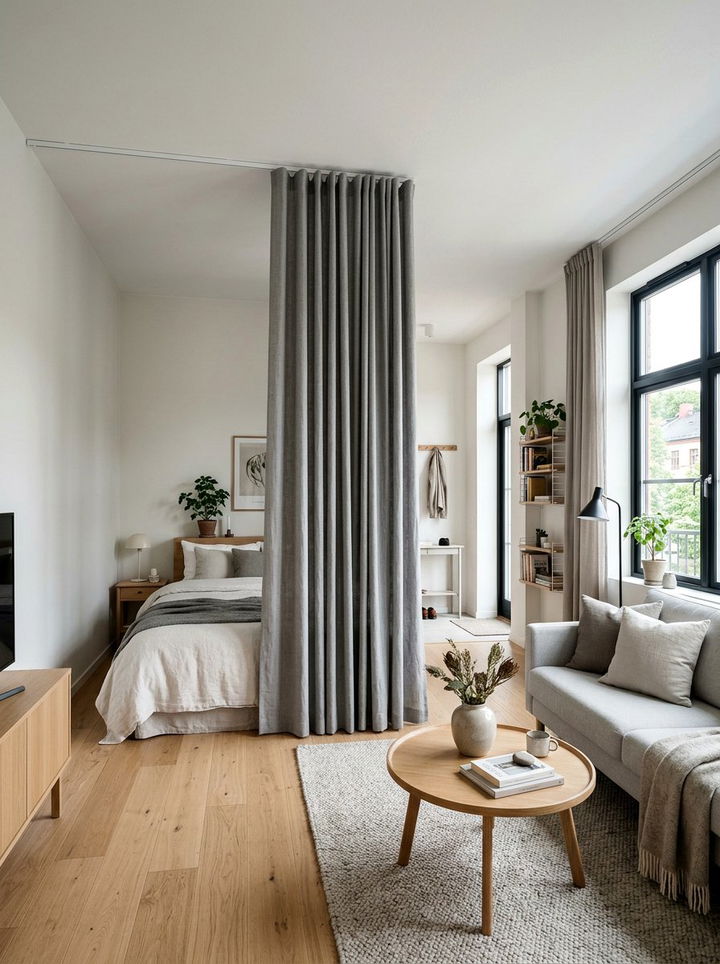 Studio Apartment Bed Divider - 30 bedroom curtain dividers