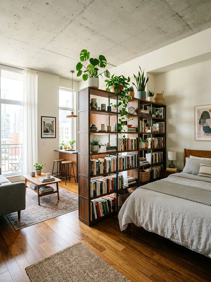 Studio Apartment Bed Zone Divider - 30 bedroom furniture arrangement