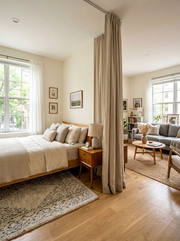 Studio Apartment Curtain Divider - 30 studio apartment bedroom ideas