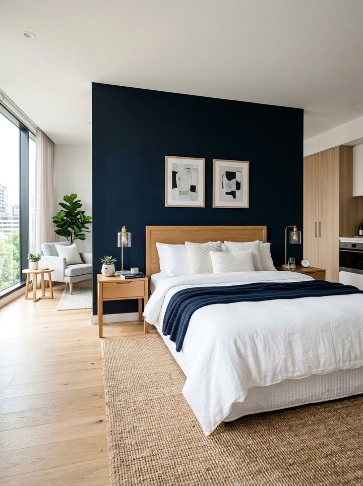 Studio Apartment Dark Accent Wall - 30 studio apartment bedroom ideas