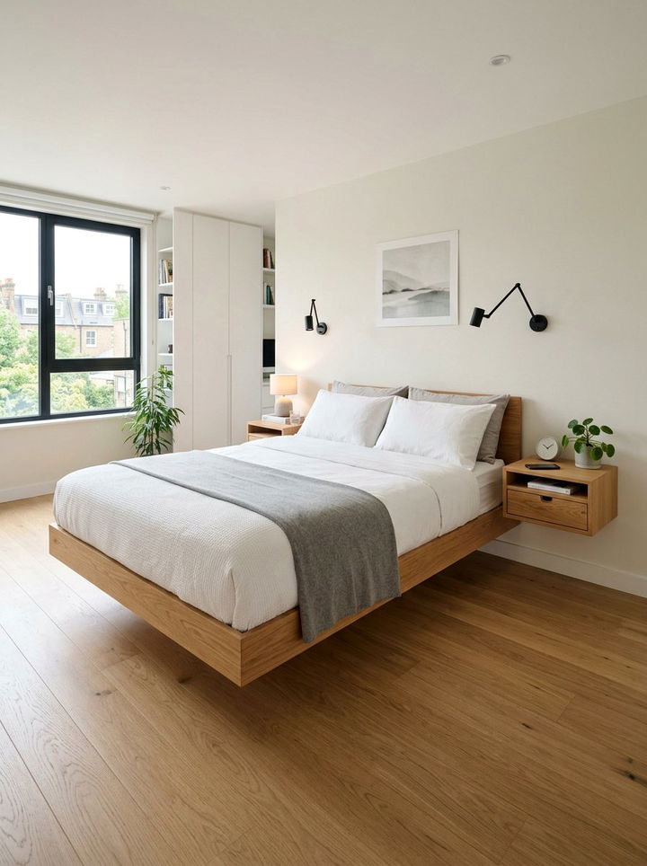 Studio Apartment Floating Bedside Table - 30 studio apartment bedroom ideas