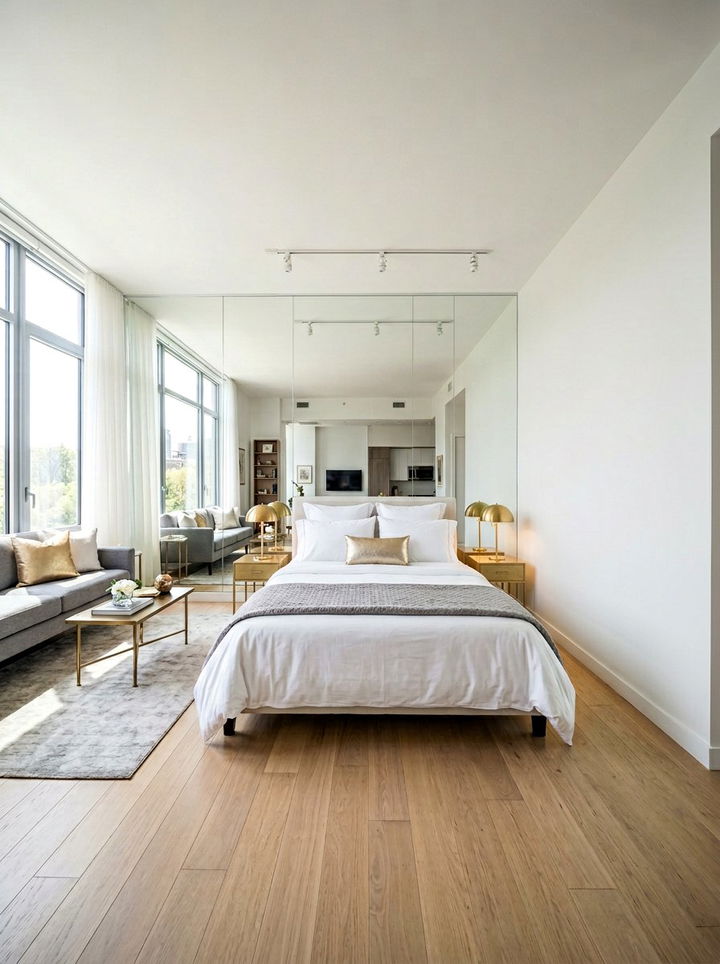 Studio Apartment Full Mirror Wall - 30 studio apartment bedroom ideas