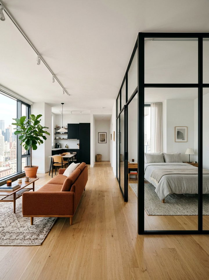 Studio Apartment Glass Wall - 30 studio apartment bedroom ideas