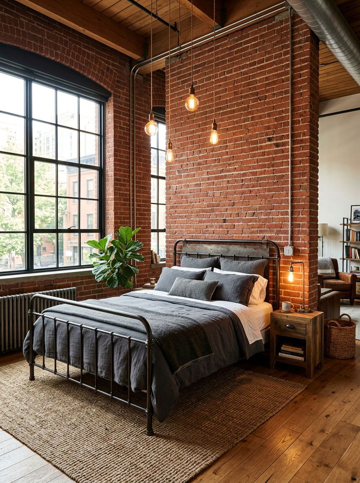 Studio Apartment Industrial Brick Wall - 30 studio apartment bedroom ideas