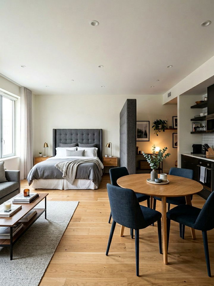 Studio Apartment Tall Headboard Divider - 30 studio apartment bedroom ideas