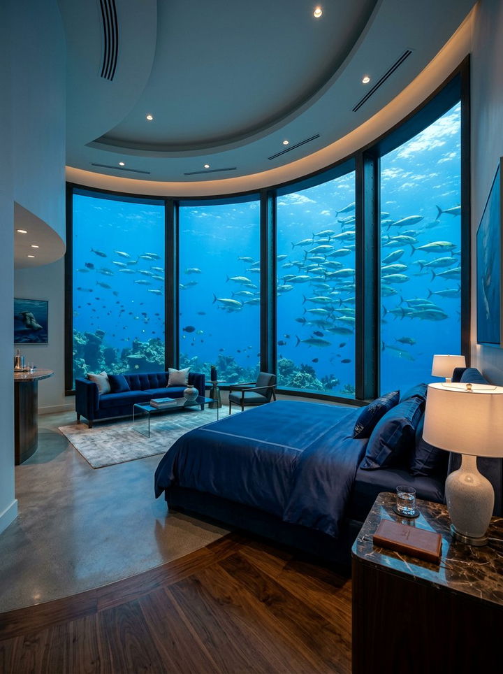 Submerged Hotel Suite - 30 underwater bedroom ideas