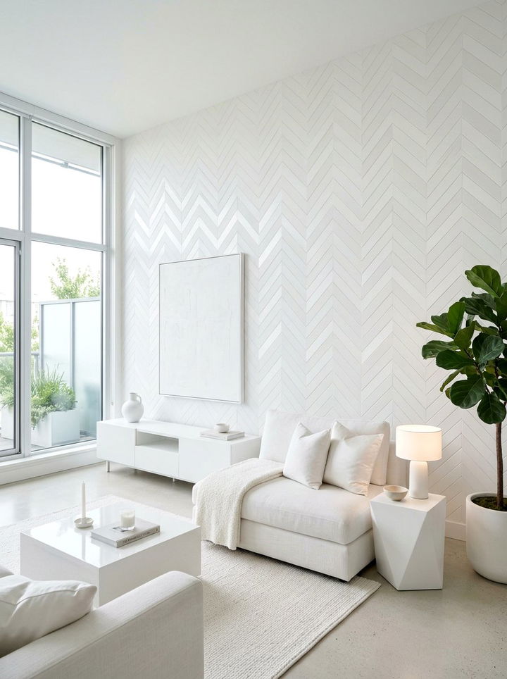 Subtle White on White Chevron Texture - 30 bedroom chevron wall ideas