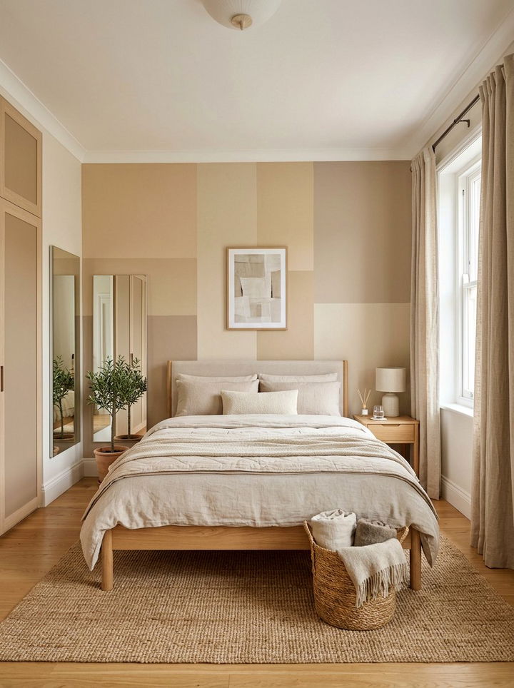Subtle beige and tan color block - 30 bedroom color blocking ideas