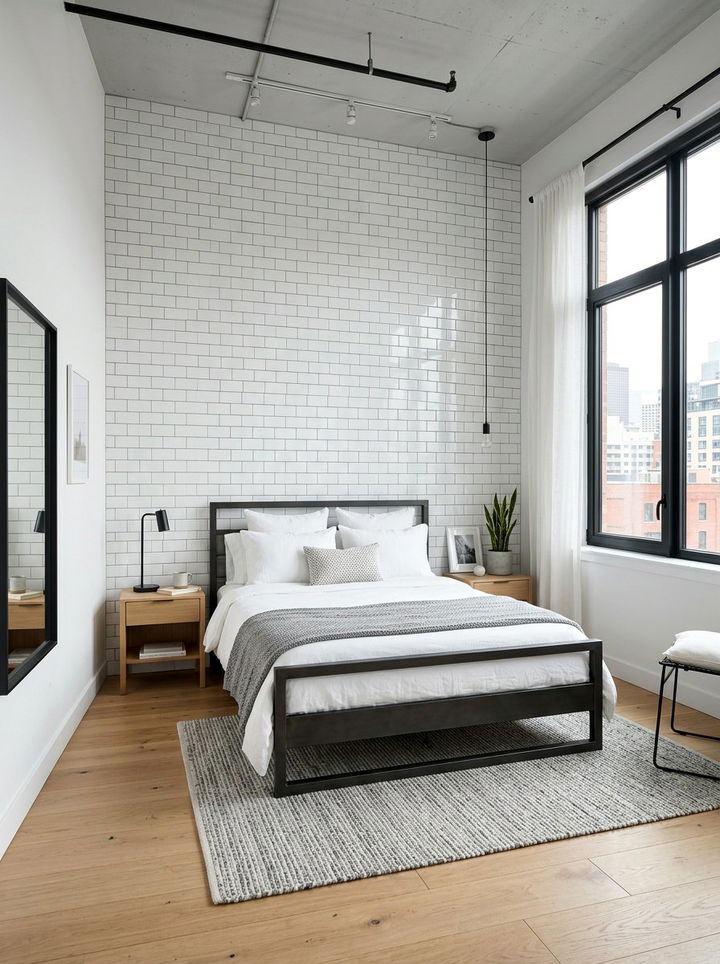 Subway Tile White Industrial Bedroom - 30 industrial white bedroom ideas