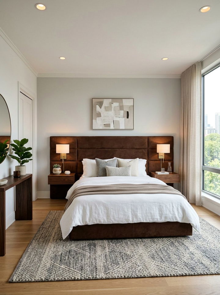 Suede Headboard - 30 bedroom texture layering ideas