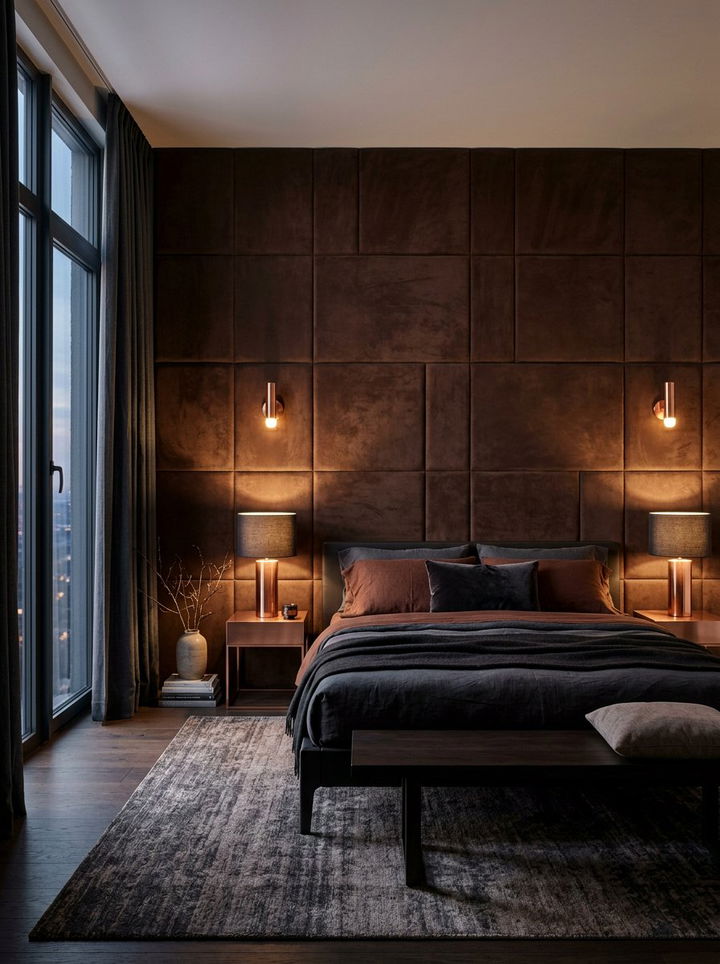 Suede Wall Panels - 30 plush bedroom ideas