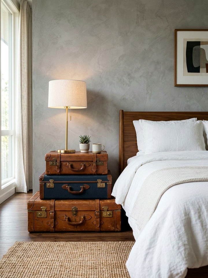 Suitcase nightstand - 30 upcycled bedroom ideas