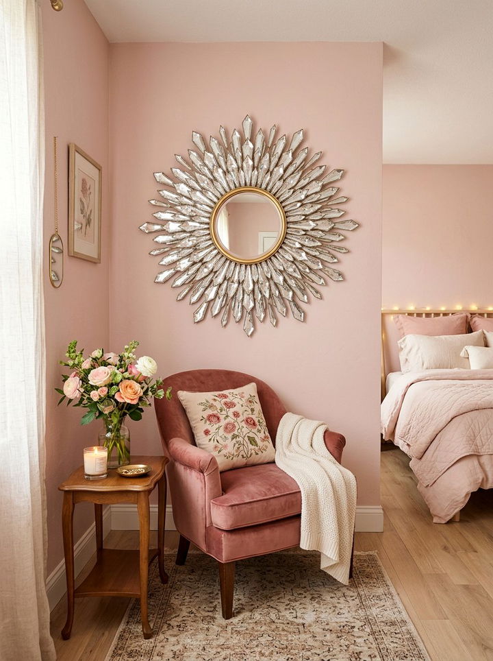 Sunburst Mirror With Glass Petals - 30 bedroom sunburst mirrors