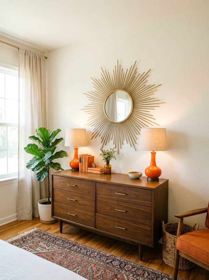 Sunburst Round Mirror Mid Century Modern - 30 bedroom round mirrors