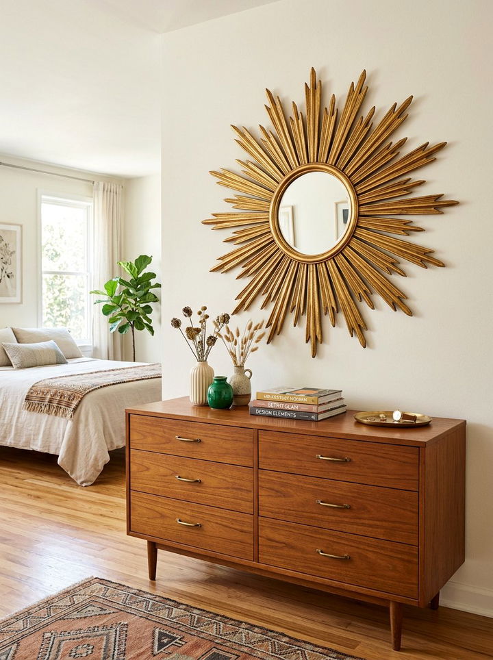 Sunburst Wall Mirror - 30 mid-century modern bedroom ideas