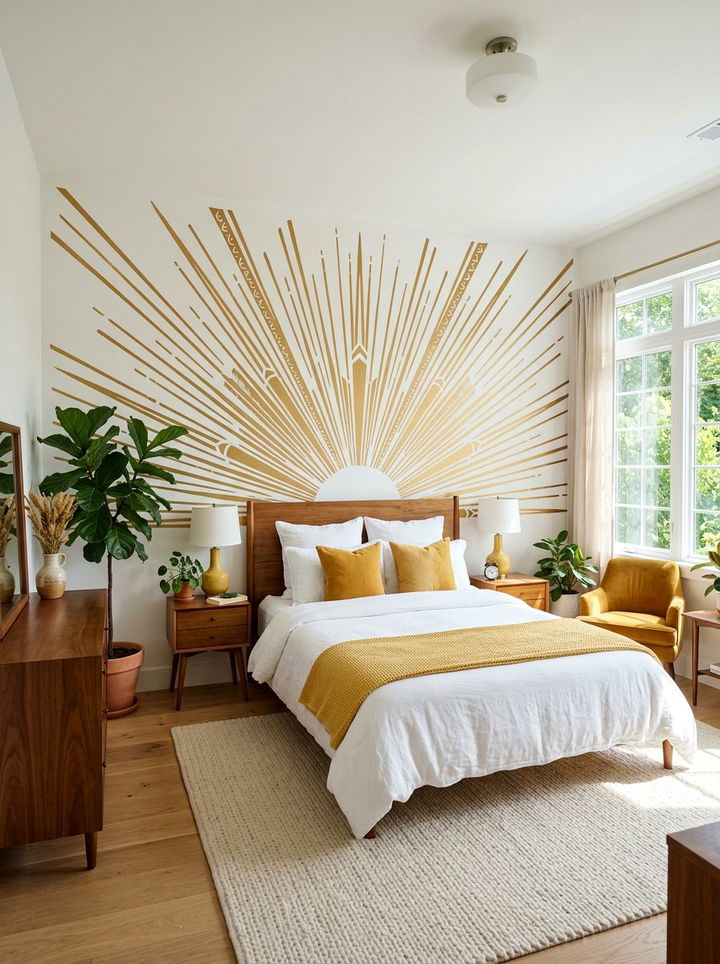 Sunburst Wall Stencil - 30 bedroom wall stencils