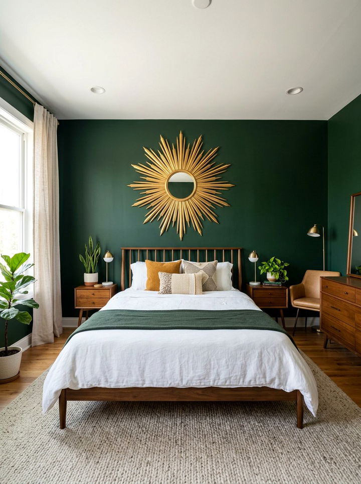 Sunburst mirror bedroom - 30 retro bedroom ideas