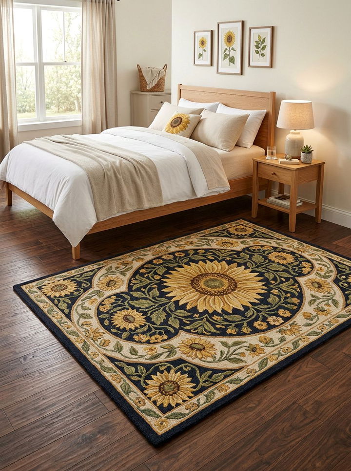 Sunflower Area Rug - 30 sunflower bedroom ideas