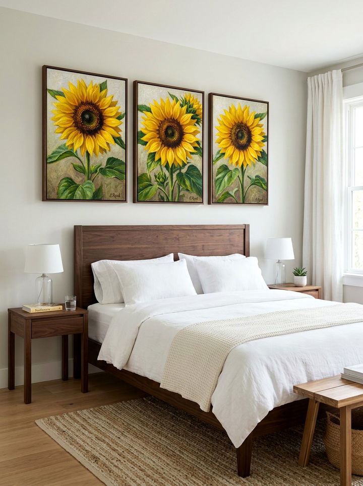 Sunflower Canvas Wall Art - 30 sunflower bedroom ideas