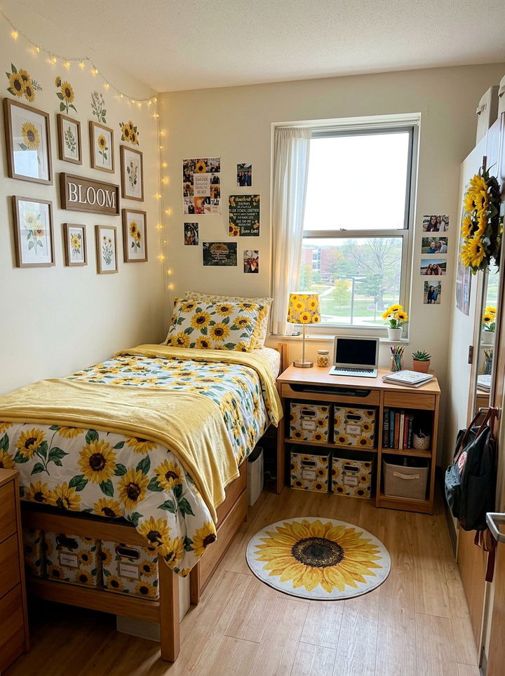 Sunflower College Dorm Room - 30 sunflower bedroom ideas