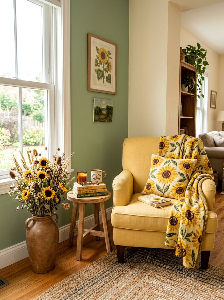 Sunflower Corner Nook - 30 sunflower bedroom ideas