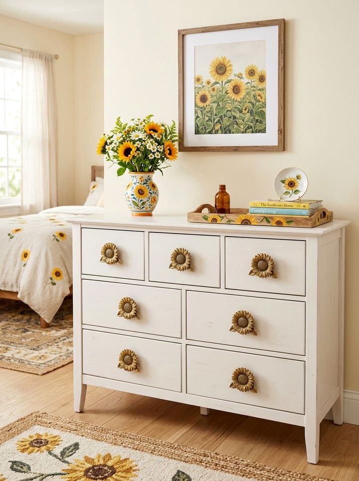 Sunflower Drawer Pulls - 30 sunflower bedroom ideas