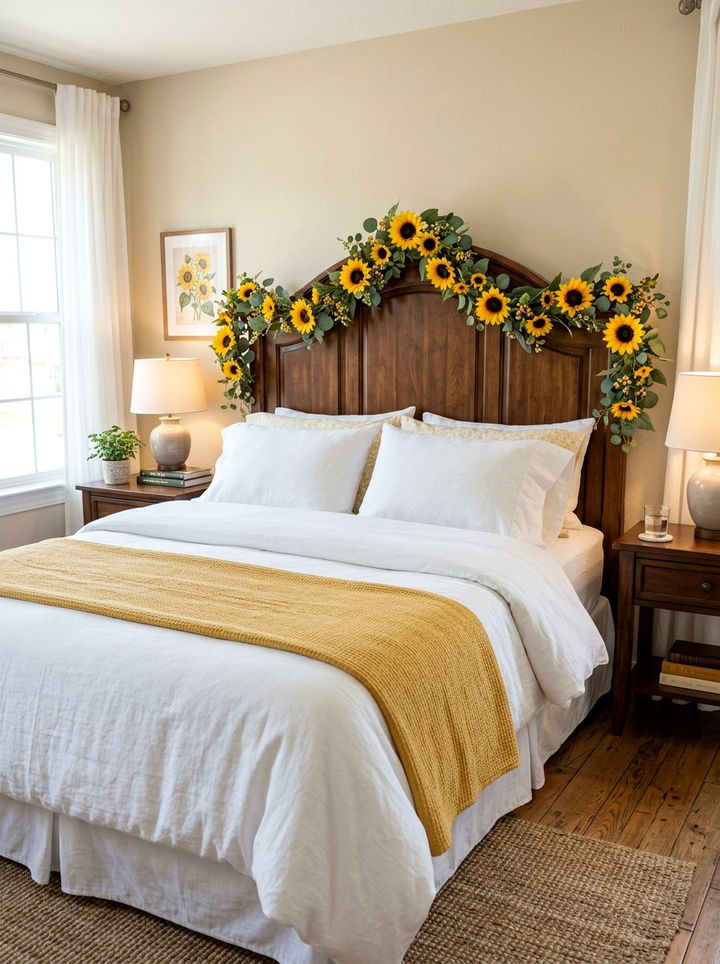 Sunflower Headboard Decor - 30 sunflower bedroom ideas