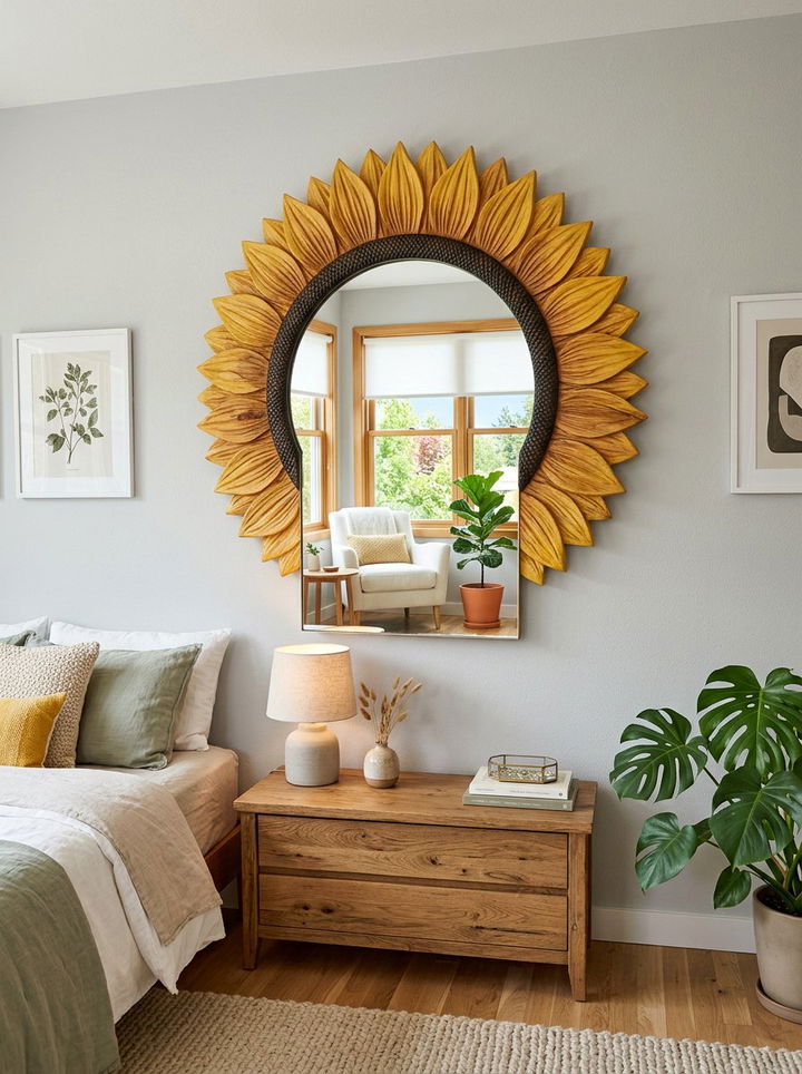 Sunflower Mirror Frame - 30 sunflower bedroom ideas