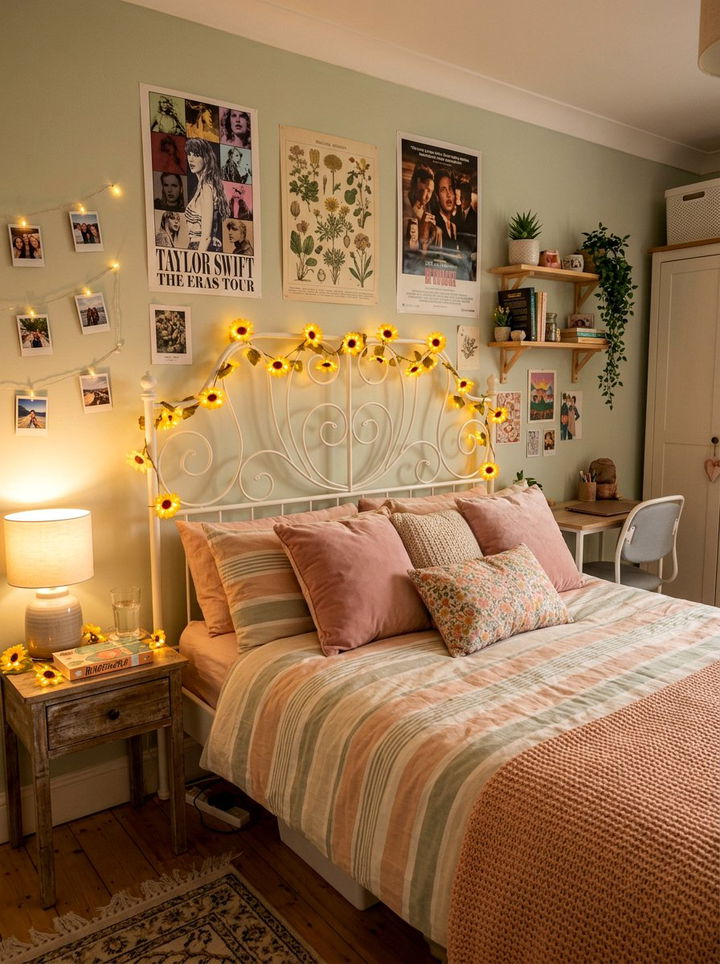 Sunflower String Lights - 30 sunflower bedroom ideas