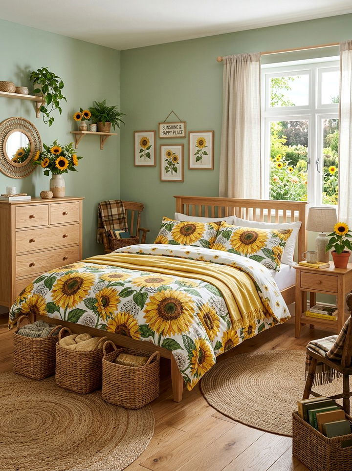Sunflower Themed Bedroom - 30 yellow bedroom decor ideas