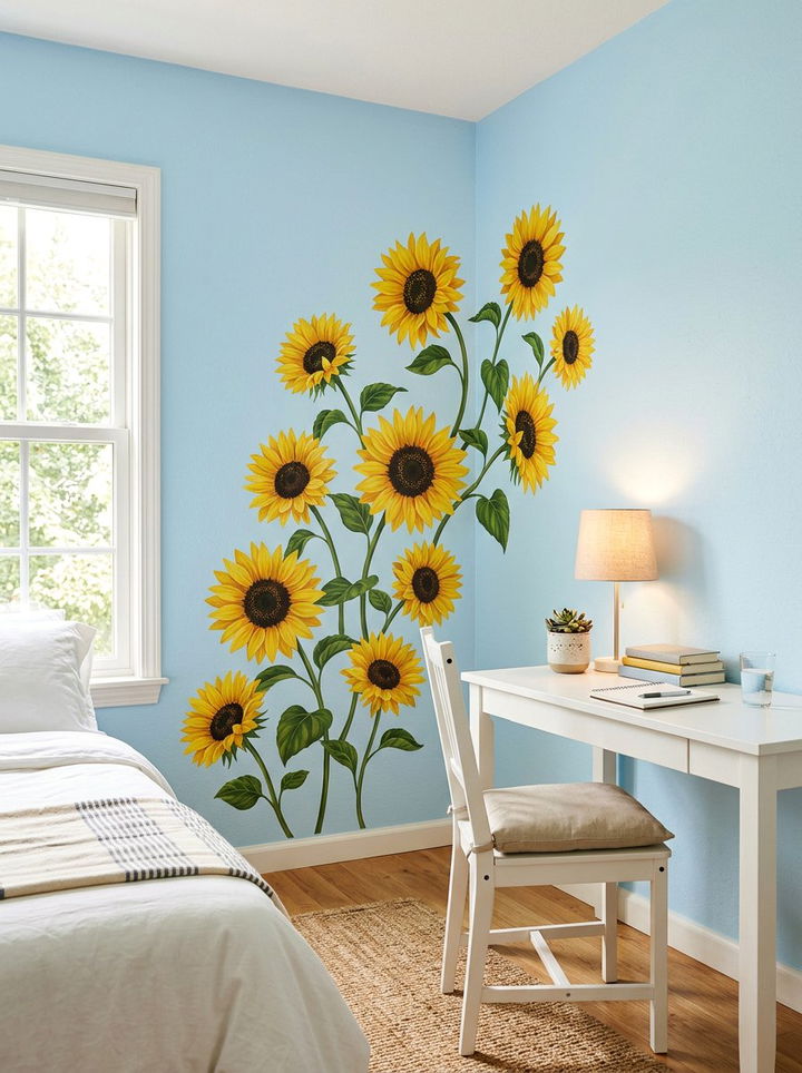 Sunflower Wall Decals - 30 sunflower bedroom ideas