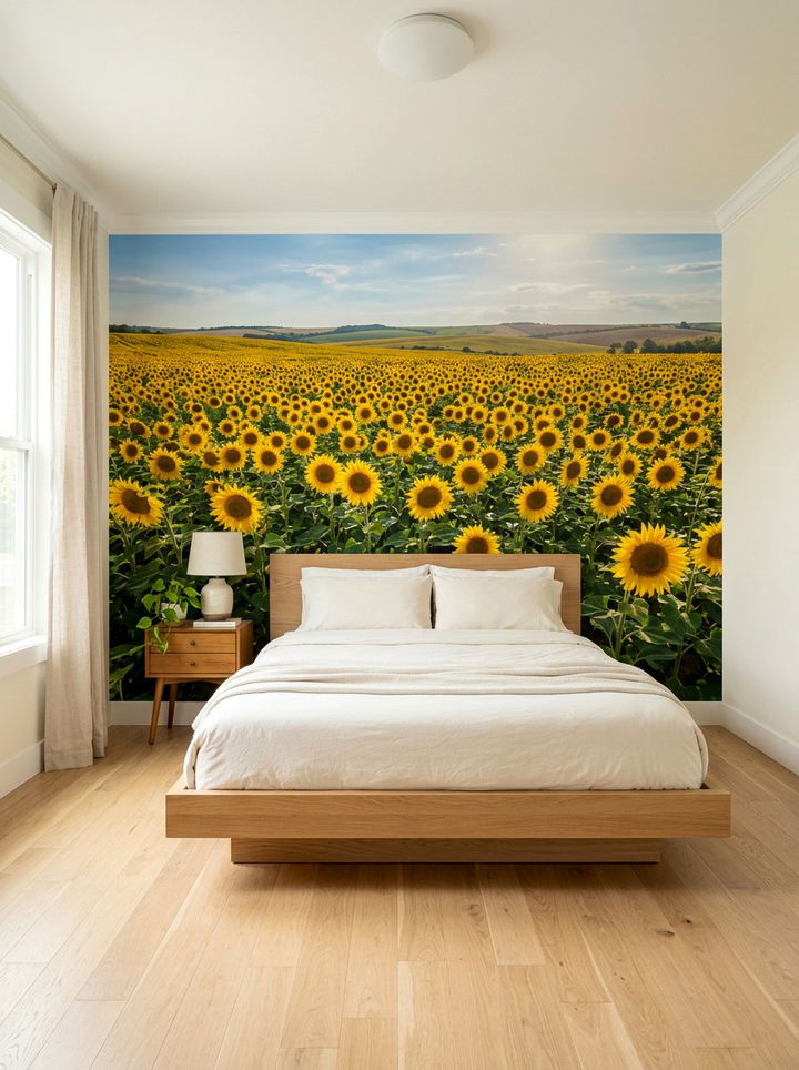 Sunflower Wall Mural - 30 sunflower bedroom ideas