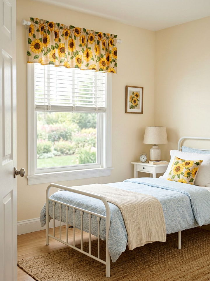 Sunflower Window Valance - 30 sunflower bedroom ideas
