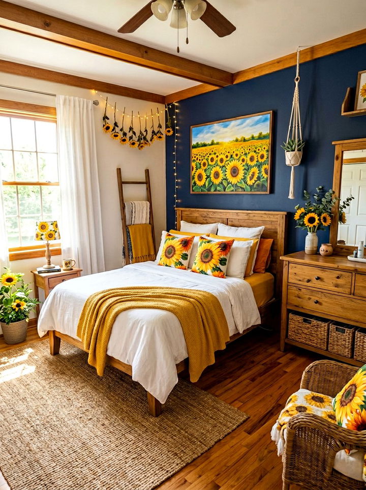 Sunflowers Bedroom Decor - 30 floral themed bedroom ideas